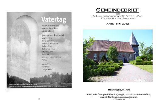 Gemeindebrief - Ev. luth. Kirchengemeinde Sehestedt