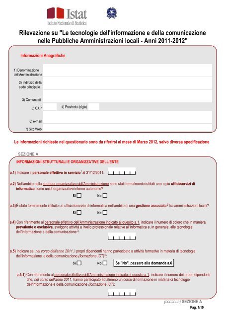 Modello cartaceo (NON utilizzabile per l'invio dei dati) - Regione Lazio