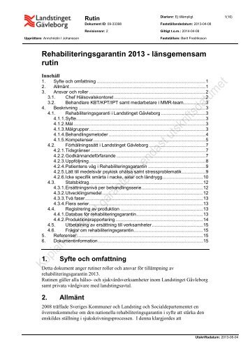 Rutin fÃ¶r rehabiliteringsgarantin - Landstinget GÃ¤vleborg