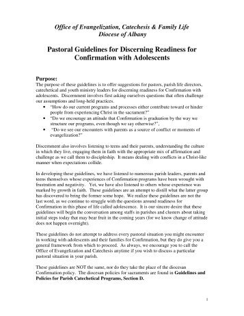 Pastoral Guidelines for Discerning Readiness for Confirmation with ...