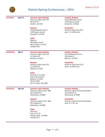 District Conference Schedule (PDF) - The American Legion of Iowa