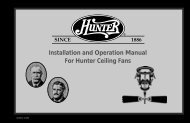 Installation and Operation Manual For Hunter Ceiling Fans