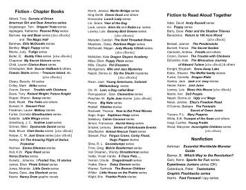 Fiction - Chapter Books Fiction to Read Aloud Together Nonfiction