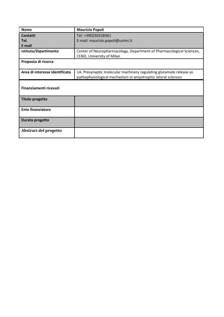 Mapping of Italian research excellence  in Neurodegenerative  - Apre