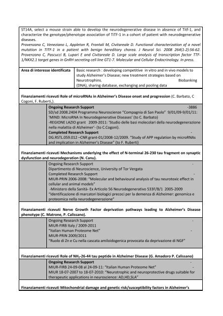 Mapping of Italian research excellence  in Neurodegenerative  - Apre