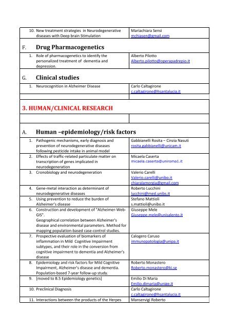 Mapping of Italian research excellence  in Neurodegenerative  - Apre