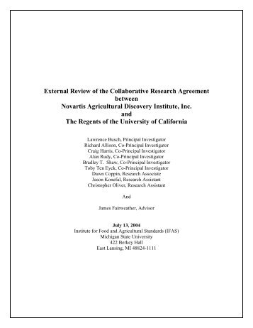 External Review of the Collaborative Research Agreement between ...