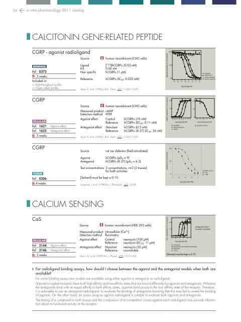 in vitro PHARMACOLOGY 2011 CATALOG - Cerep