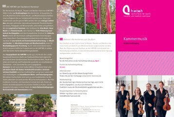 Kammermusik - Hochschule fÃ¼r Musik, Theater und Medien Hannover