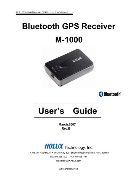 Bluetooth GPS Receiver M-1000 User's Guide - GPSDGPS