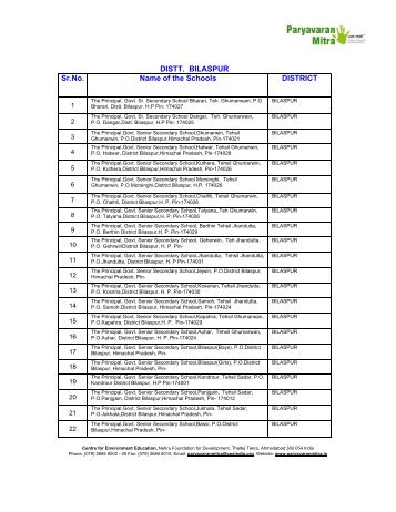 NGC School List - Paryavaran Mitra