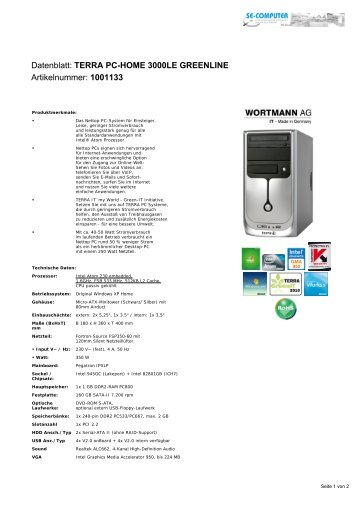 Datenblatt: TERRA PC-HOME 3000LE GREENLINE ... - SE-Computer