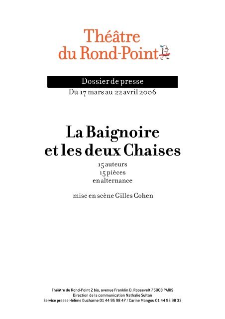 Dossier de presse - ThÃ©Ã¢tre du Rond-Point