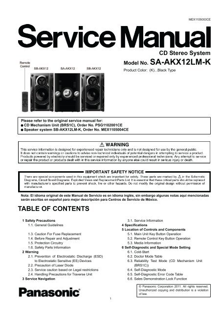 Model No. SA-AKX12LM-K - Panasonic