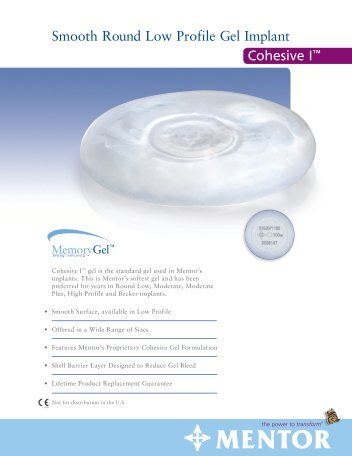 Smooth Round Low Profile Gel Implant Cohesive Iâ¢ - Mentor