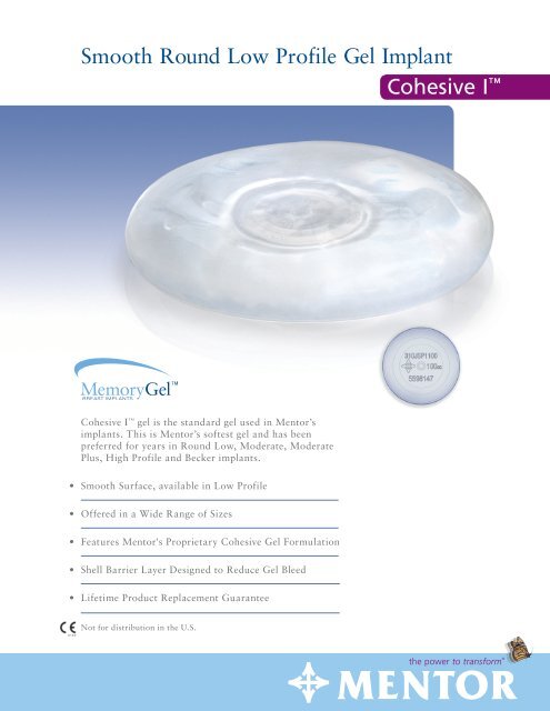 Smooth Round Low Profile Gel Implant Cohesive Iâ„¢ - Mentor