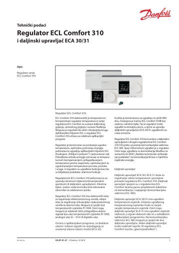 Regulator ECL Comfort 310 i daljinski upravljač ECA ... - Danfoss.com