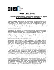 PRESS RELEASE - Argo Global Capital