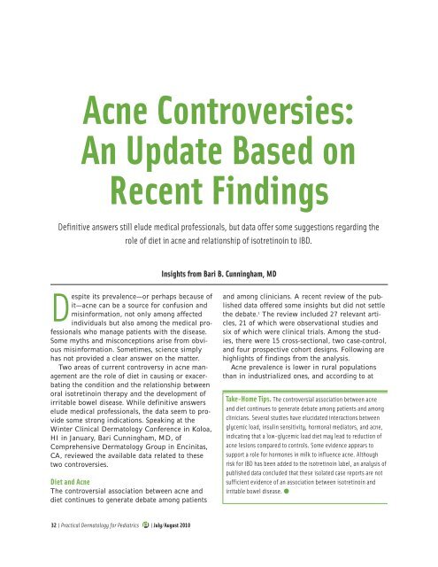 Acne Controversies: An Update Based on Recent Findings