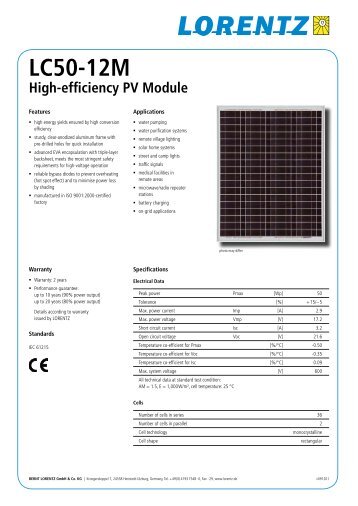 LC50-12M High-efficiency PV Module - bc solar