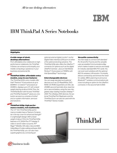 IBM ThinkPad A Series Notebooks