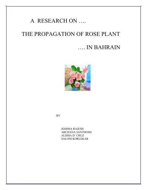 A RESEARCH ON â¦. THE PROPAGATION OF ROSE PLANT â¦. IN ...