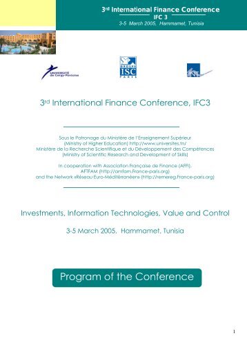 Program of the Conference - MinistÃ¨re de l'Enseignement SupÃ©rieur ...