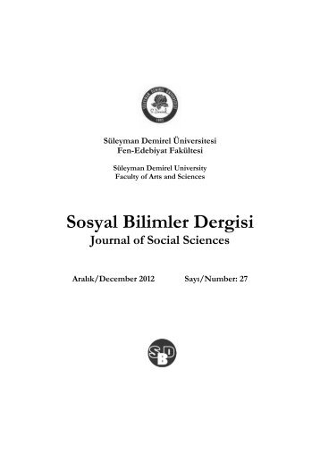 Sosyal Bilimler Dergisi - SÃ¼leyman Demirel Ãniversitesi