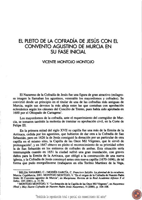 el pleito de la cofradÃ­a de jesÃºs con el convento agustino de murcia ...