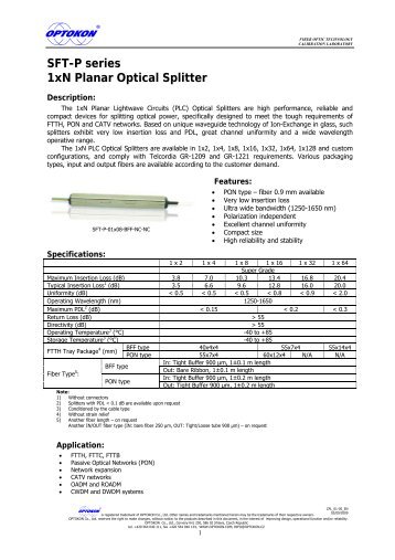 SFT-P series 1xN Planar Optical Splitter - OPTOKON as