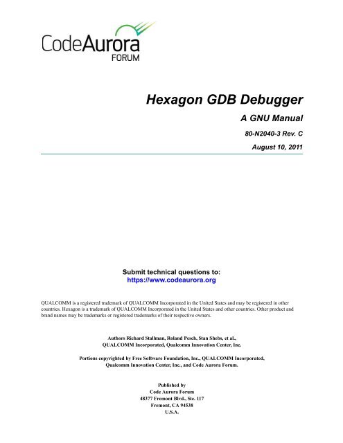 Hexagon Gdb Debugger A Gnu Manual Code Aurora Forum