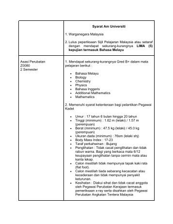 Syarat Am Universiti 1. Warganegara Malaysia 2. Lulus peperiksaan ...