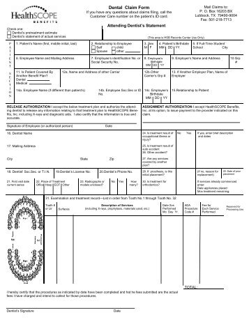 HSB Dental Claim Form 2012 Box 16203 - HealthSCOPE Benefits