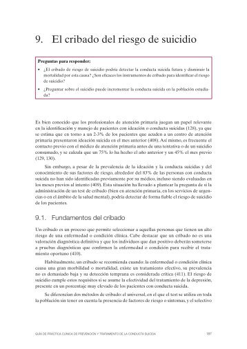 9. El cribado del riesgo de suicidio