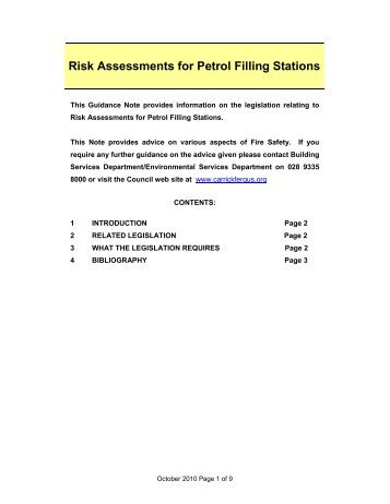 Risk Assessments for Petrol Filling Stations - Carrickfergus Borough ...