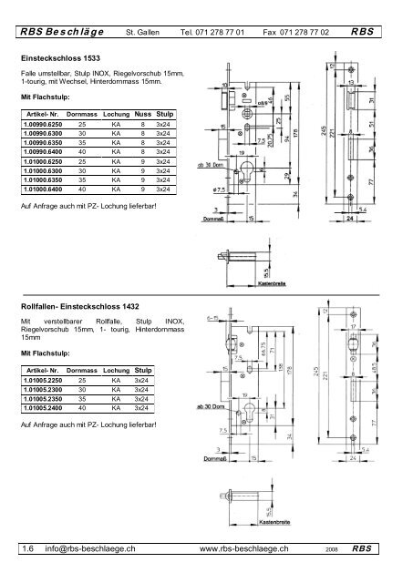 Einsteckschlösser - Rbs-beschlaege.ch