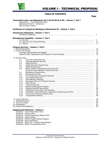 volume i â technical proposal - Florida Department of Juvenile Justice