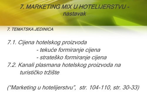 marketing hotela - LUMENS - Fakultet za menadÅ¾ment u turizmu i ...