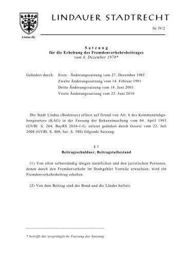 Fremdenverkehrsbeitragssatzung - Lindau