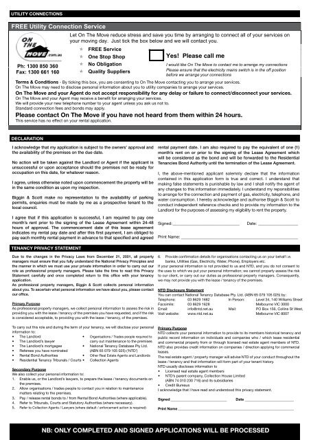 TENANCY APPLICATION FORM - Biggin Scott