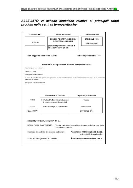 Rifiuti da centrali termoelettriche - ARPAL