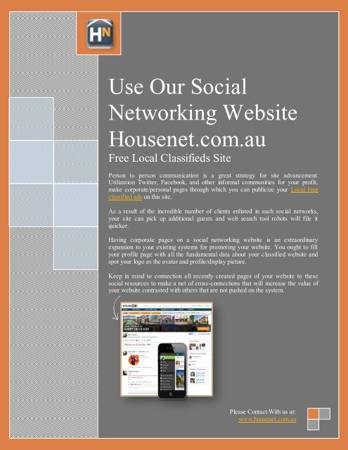 Use Our Social Networking Website Housenet.com.au