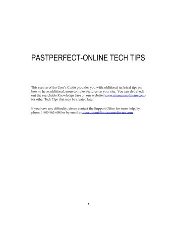 PASTPERFECT-ONLINE TECH TIPS - PastPerfect Museum Software