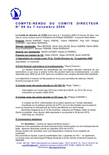 COMPTE-RENDU DU COMITE DIRECTEUR NÂ° 80 du 7 novembre ...