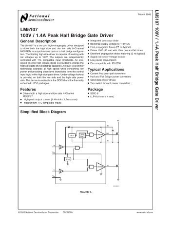 LM5107 100V / 1.4A Peak Half Bridge Gate Driver - Farnell