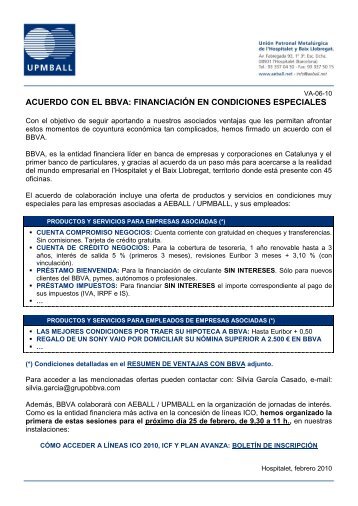 acuerdo con el bbva: financiaciÃ³n en condiciones especiales - Fesitel