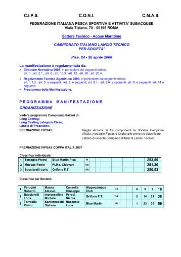 Campionato Italiano Lancio Tecnico per SocietÃ  - FIPSAS Napoli