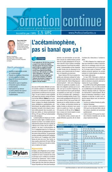 L'acÃ©taminophÃ¨ne, pas si banal que Ã§a !