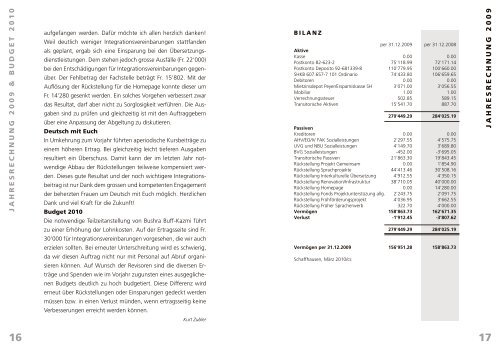 Jahresbericht 2009 - Integres | Integrationsfachstelle Region ...