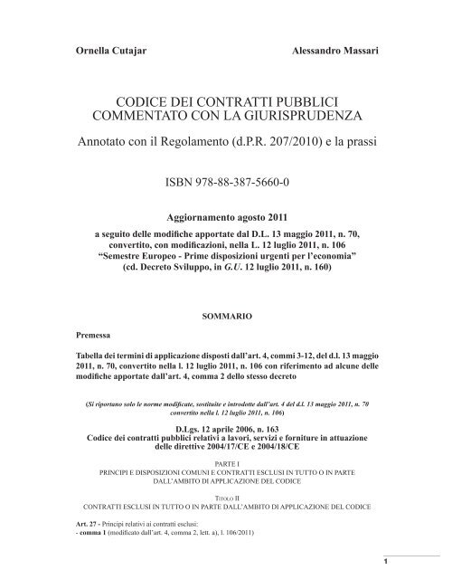 codice dei contratti pubblici commentato con la giurisprudenza